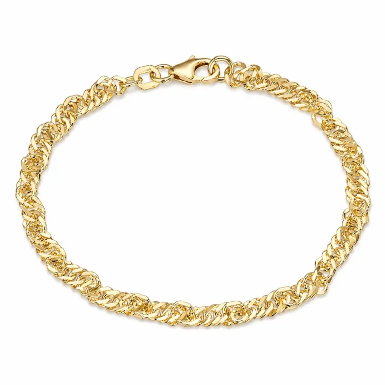BNH Singapore Armband aus vergoldetem Sterlingsilber 17 cm x 3,5 mm