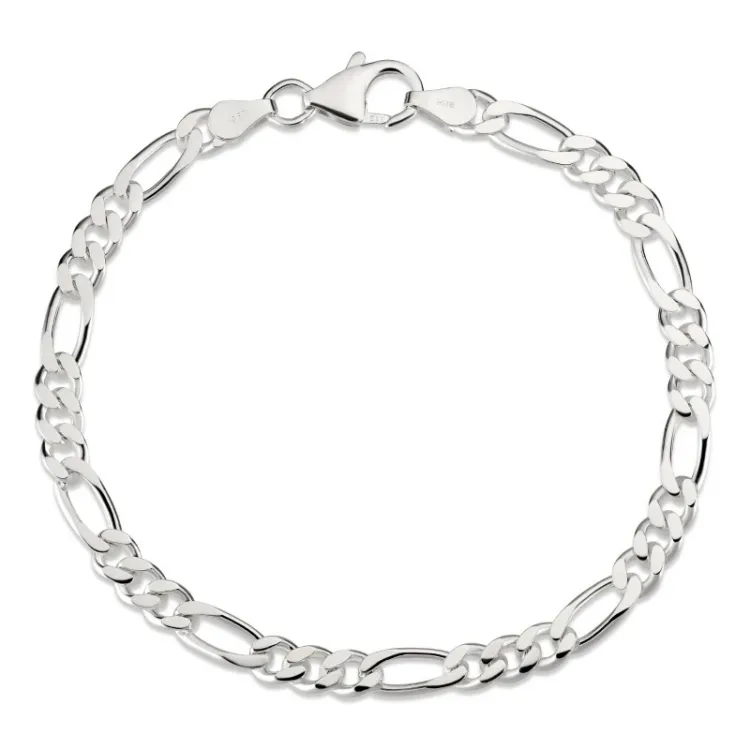 Figaroarmband aus Silber 17 cm x 5,6 mm