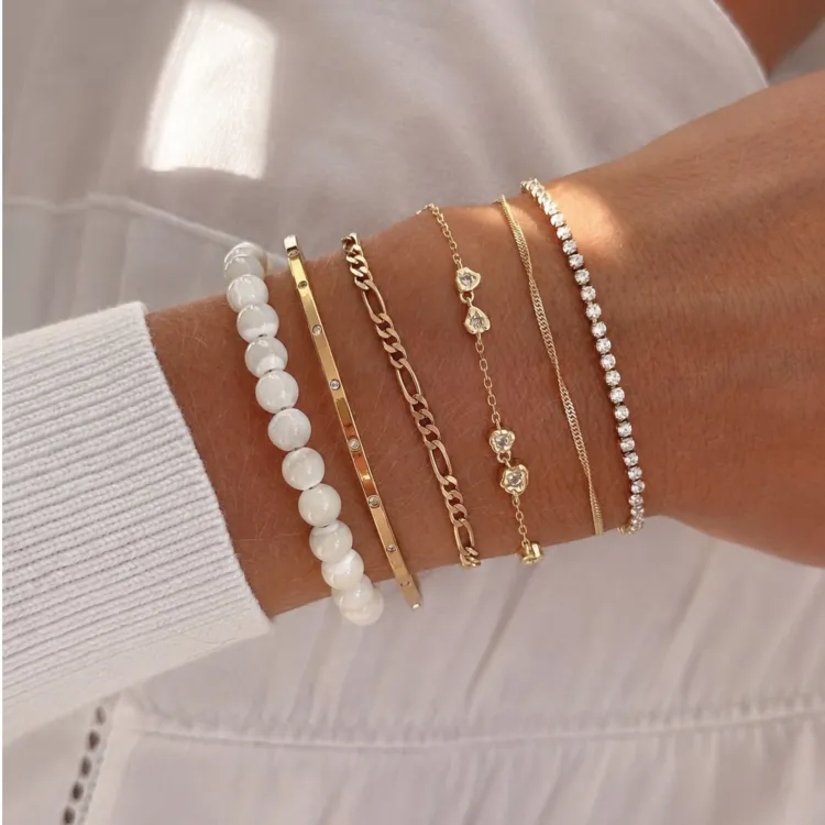 Figaroarmband aus vergoldetem Sterlingsilber 17 cm x 2,8 mm