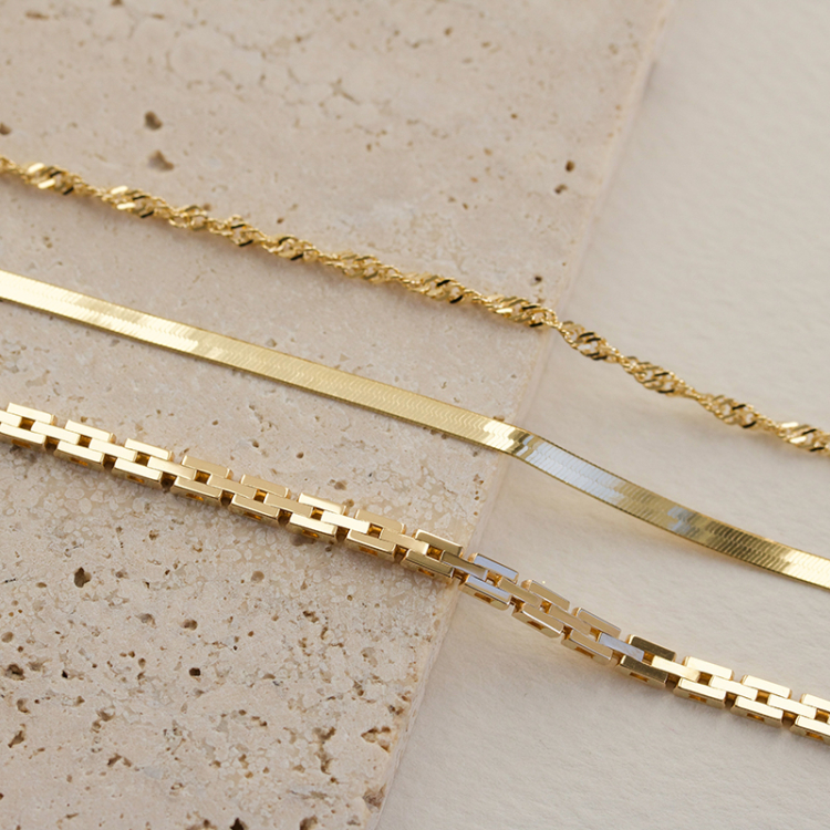 BNH Gliederarmband aus 14 Karat Gold 18,5 cm x 3,0 mm