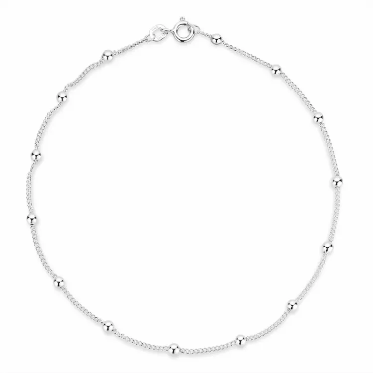 BNH Anker runden Fußkette M. Kugel aus Silber 26 cm x 1,3 mm
