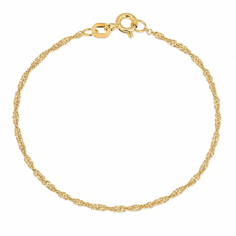 BNH Singapore Armband aus vergoldetem Sterlingsilber 18,5 cm x 1,5 mm