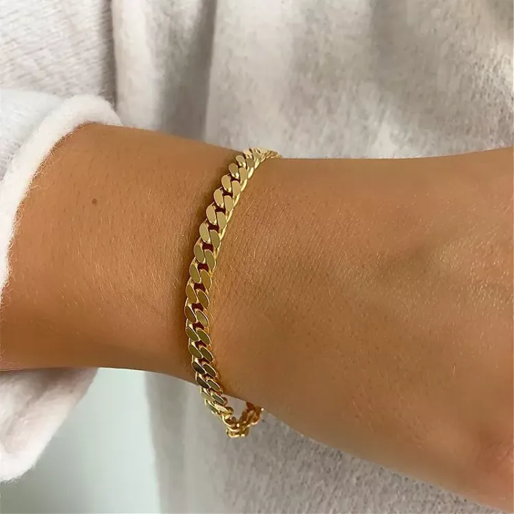 BNH Panzerarmband aus vergoldetem Sterlingsilber 18,5 cm x 5,4 mm