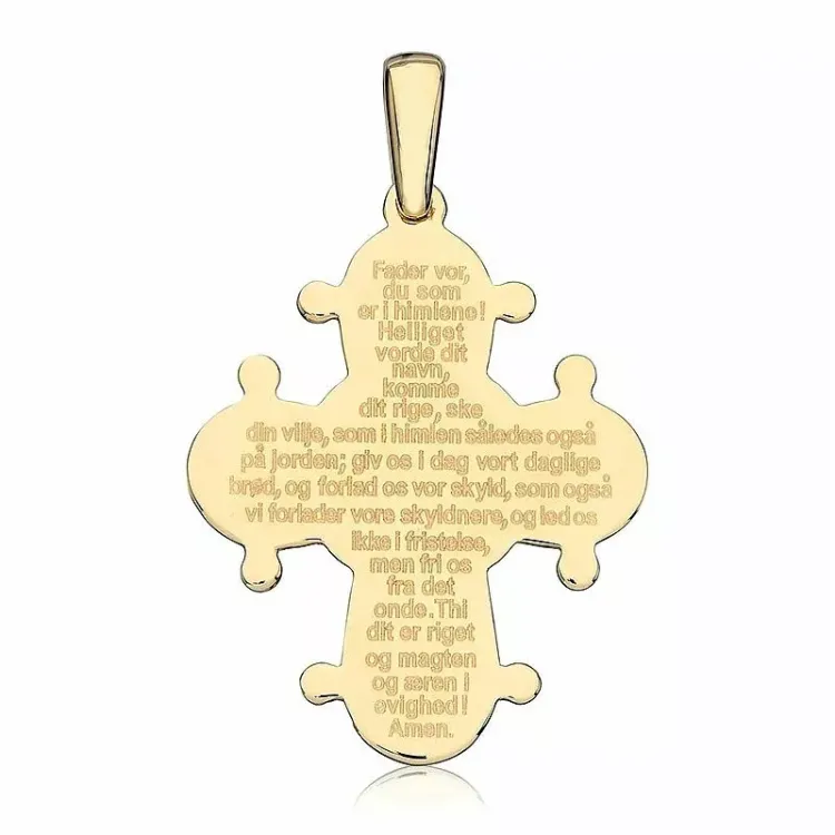 21 x 25 mm Dagmar-Kreuz mit Vater Unser aus vergoldetem Sterlingsilber - Amoré
