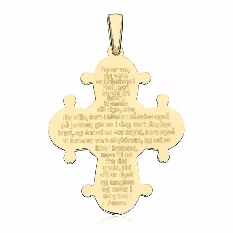 29 x 35 mm Dagmar-Kreuz mit Vater Unser aus vergoldetem Sterlingsilber - Amoré