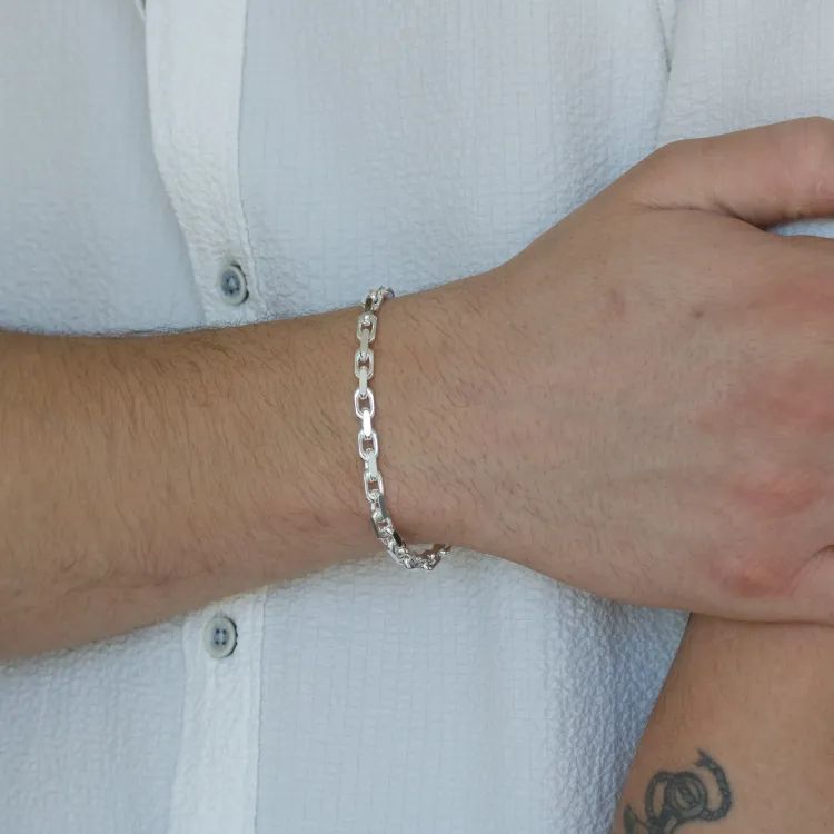 Bnh anker facet armband aus silber 21 cm x 4,5 mm