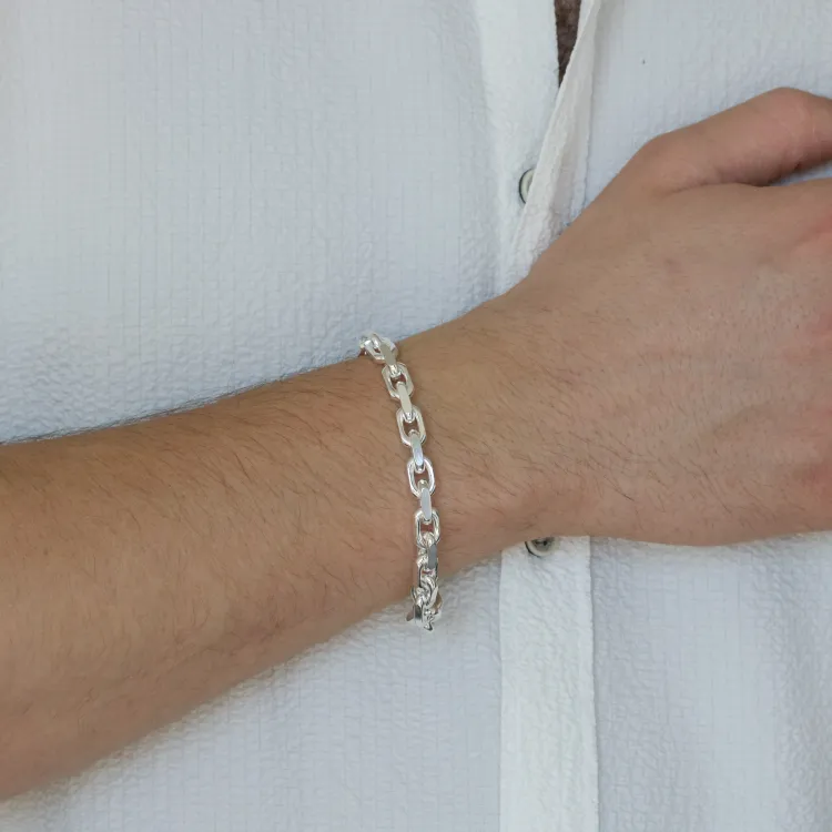 Bnh anker facet armband aus silber 18,5 cm x 6,5 mm