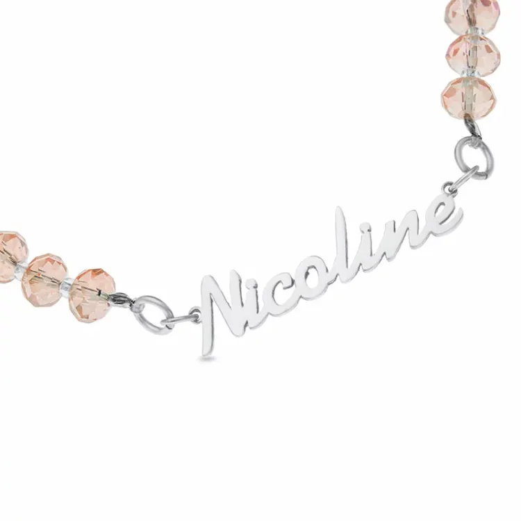 Namensarmband in rosa Steinen und Silber - My Letter