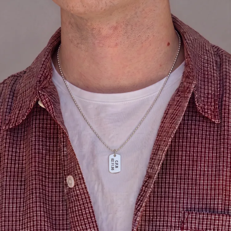 Junge dogtag Namenskette mit Anhänger in Silber - My Letter