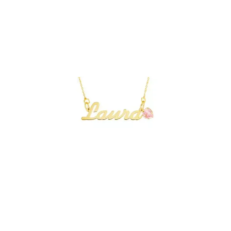 Namenskette mit Anhänger in 9 Karat Gold mit 1 Facettenschliff Zirkonen - My Letter
