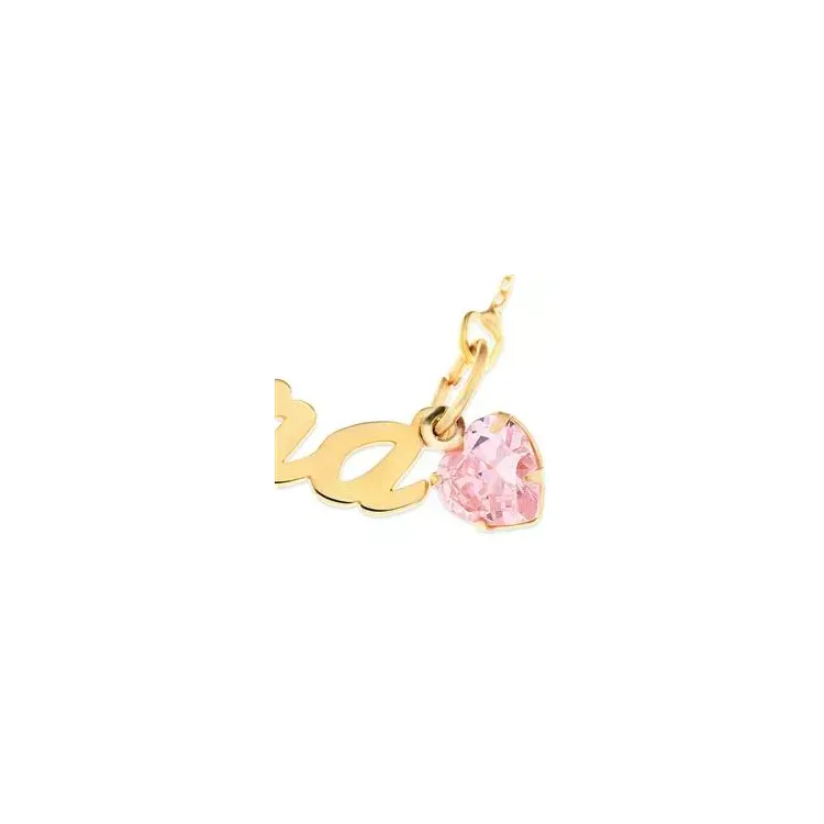 Namenskette mit Anhänger in 9 Karat Gold mit 1 Facettenschliff Zirkonen - My Letter