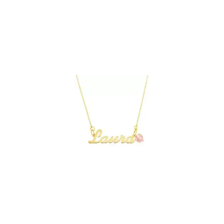 Namenskette mit Anhänger in 9 Karat Gold mit 1 Facettenschliff Zirkonen - My Letter