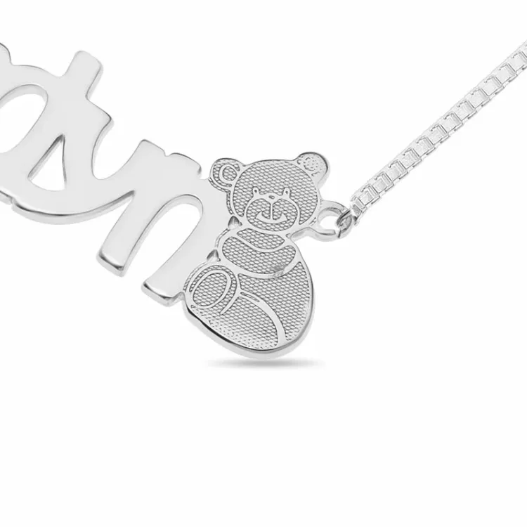 Teddybär Namens halskette in Silber - My Letter
