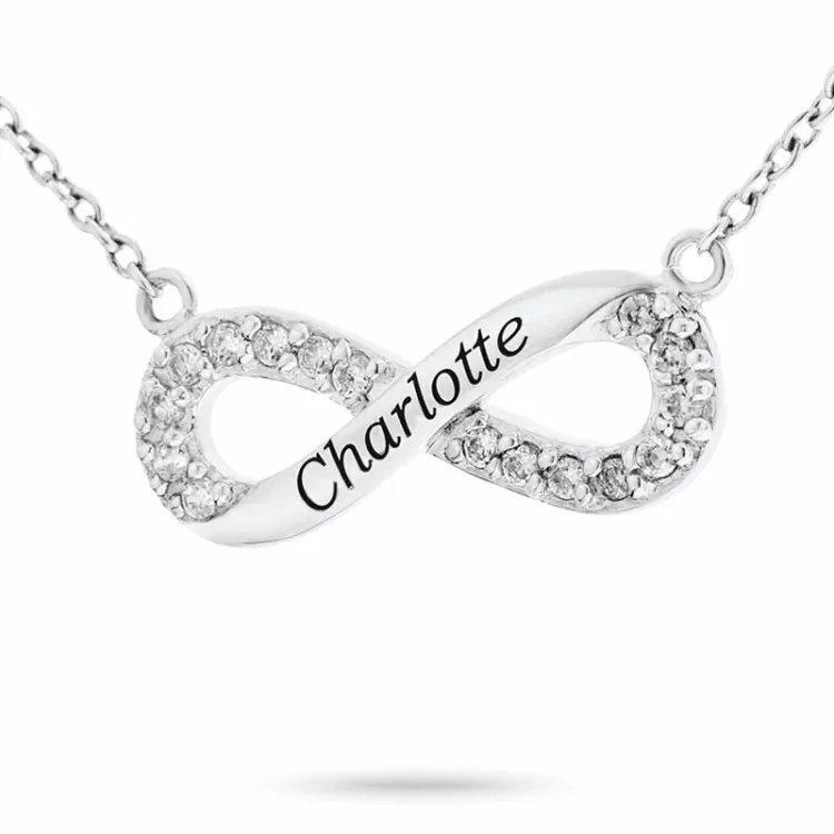 infinity Namenskette mit Anhänger in Silber mit  weißem Zirkon - My Letter
