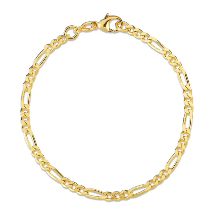 Figaroarmband aus vergoldetem Sterlingsilber 17 cm x 4,6 mm