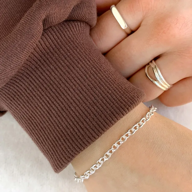 BNH Anker runden Armband aus Silber 18,5 cm x 4,0 mm