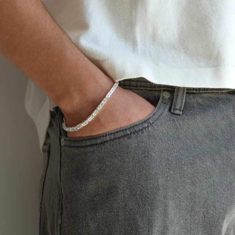 Königarmband aus Silber 23 cm x 4,0 mm