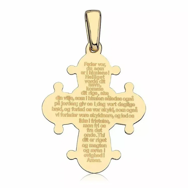 17 x 20 mm Dagmar-Kreuz mit Vater Unser aus 8 Karat Gold - Amoré