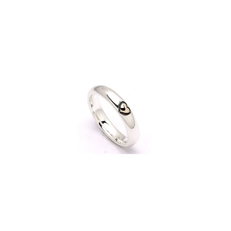 Herz Ring aus Silber und Gelbgold