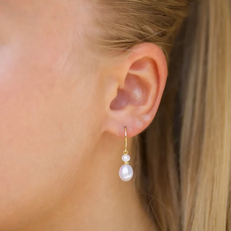 7-7,5 mm Perle Ohrringe in vergoldetem Sterlingsilber