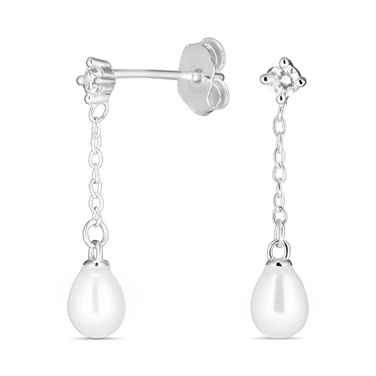4-4,5 mm Perle ketten ohrringe in Silber