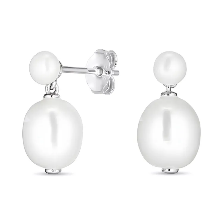 8 - 9 mm Perle Ohrringe in Silber
