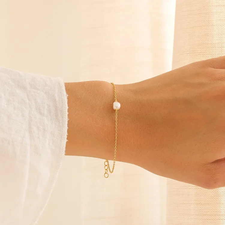 Perle Armband aus vergoldetem Sterlingsilber