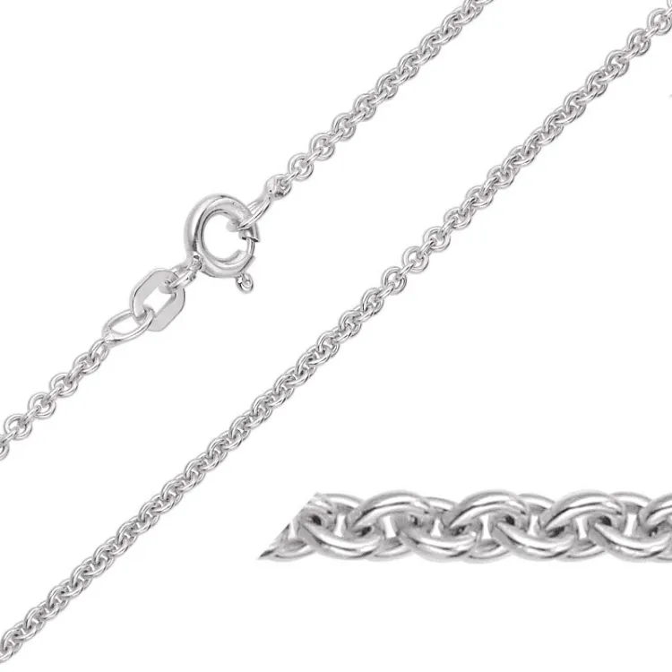 Lange BNH Anker runden Halskette aus 14 Karat Weißgold 80 cm x 2,0 mm