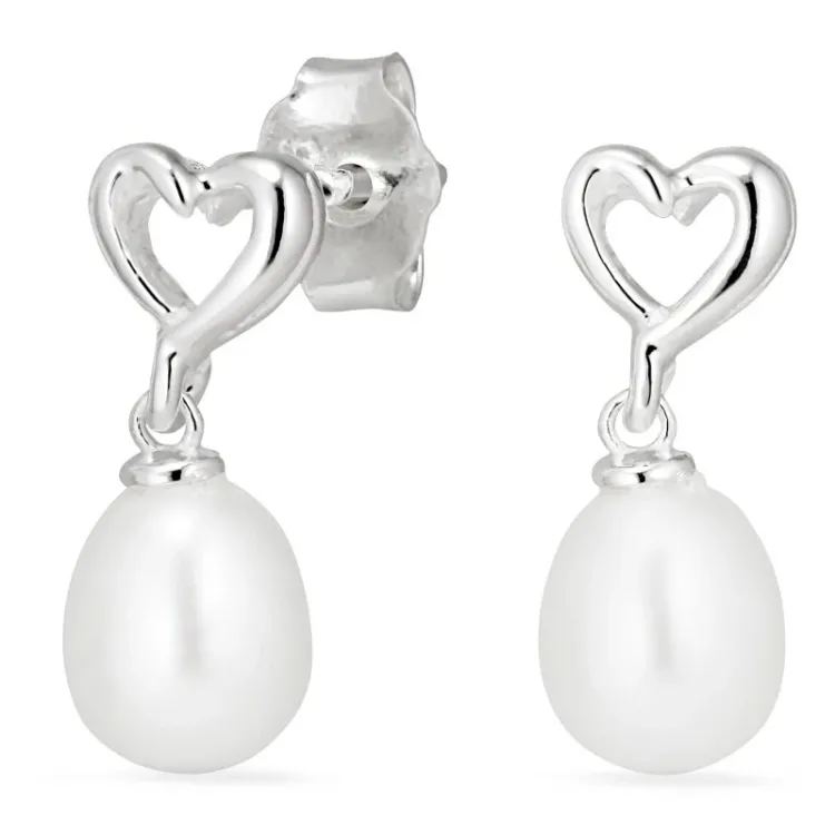 Herz Perle Ohrringe in Silber