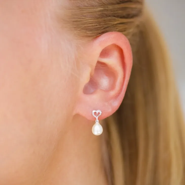 Herz Perle Ohrringe in Silber