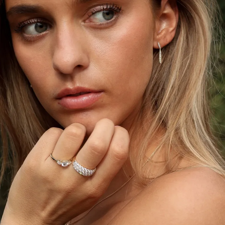 lab grown Diamant Ring in 9 Karat Gold 0,50 ct 0,20 ct