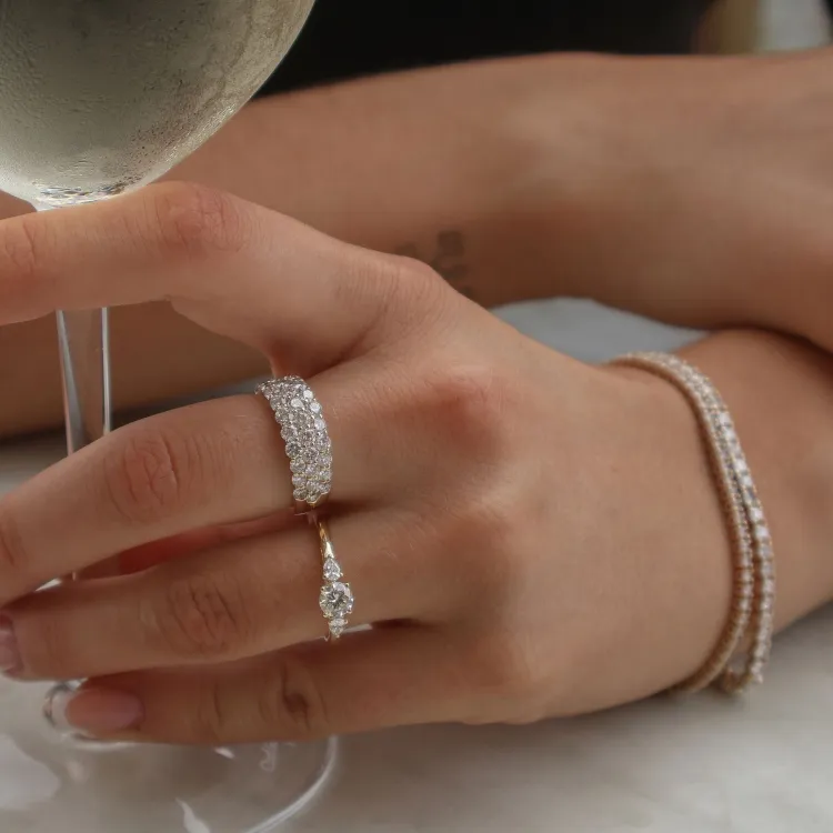 lab grown Diamant Ring in 9 Karat Gold 0,50 ct 0,20 ct
