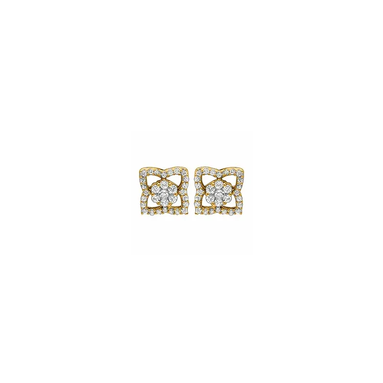 Blumen Diamant Ohrstecker in 14 Karat Gold mit Diamant