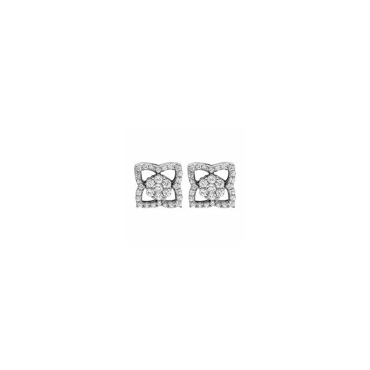 Blumen Diamant Ohrstecker in 14 Karat Weißgold mit Diamant 