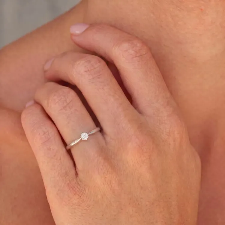 lab grown Diamant Solitärring aus Silber