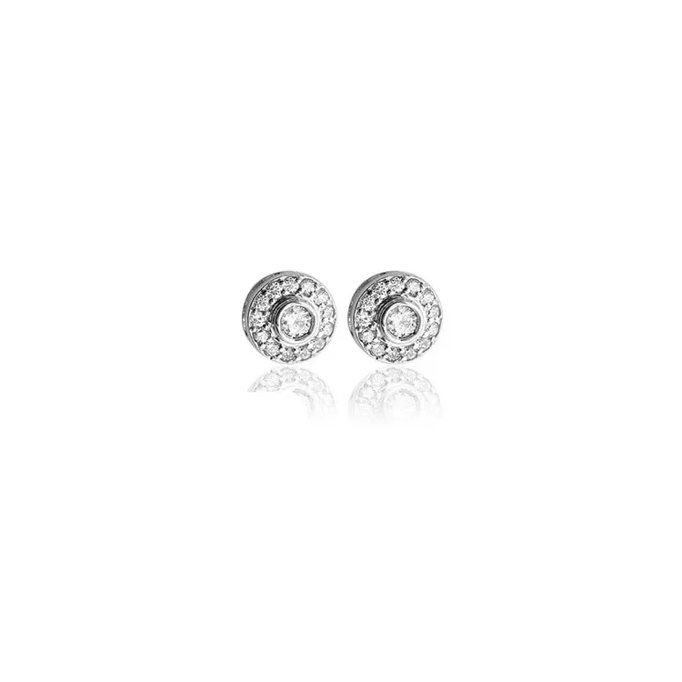 runden Diamant Ohrstecker in 14 Karat Weißgold mit Diamant
