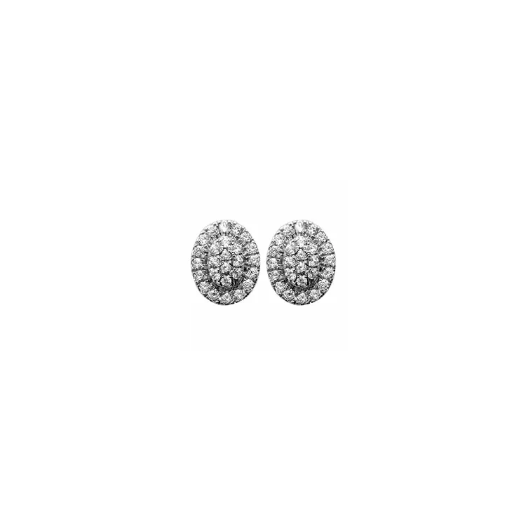 ovalen Diamant Ohrstecker in 14 Karat Weißgold mit Diamant