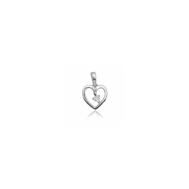 Herz Diamant Anhänger in 14 karat Weißgold 0,03 ct