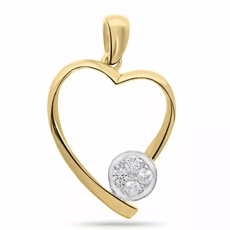 Herz Anhänger in 14 karat gold mit rhodium 0,04 ct