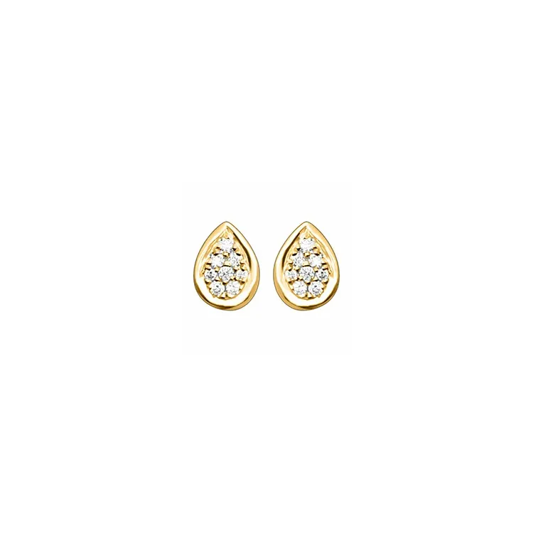 Tropfen Diamant Ohrstecker in 14 Karat Gold mit Diamant