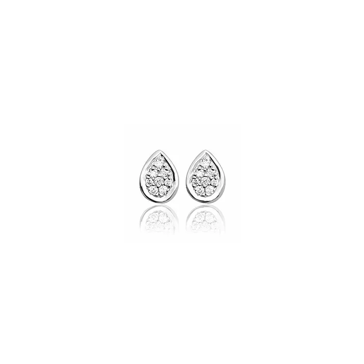 Tropfen Diamant Ohrstecker in 14 Karat Weißgold mit Diamant