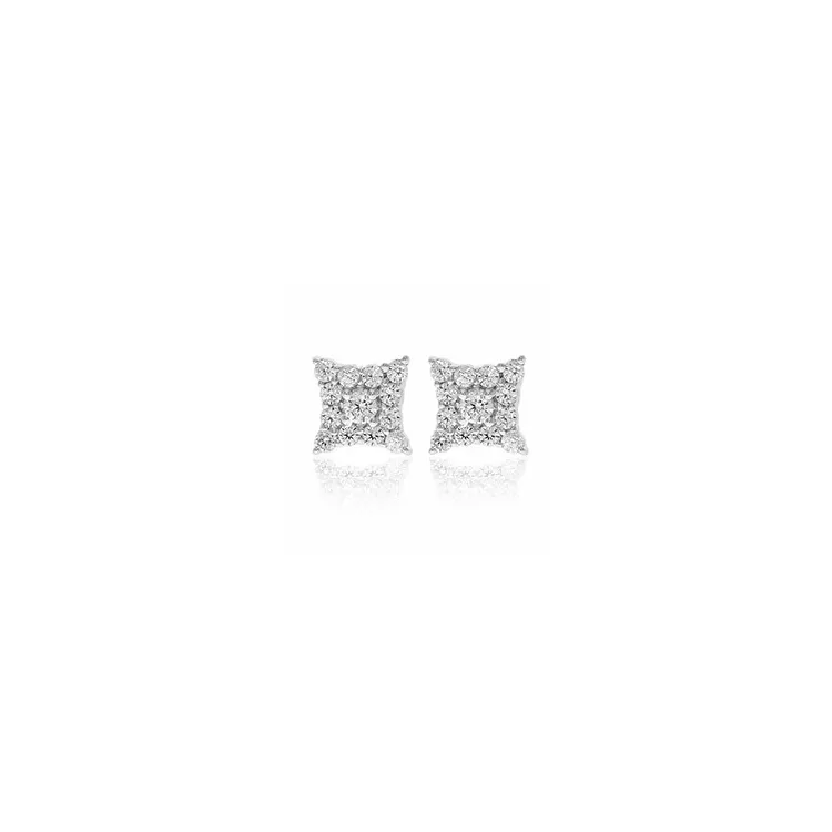 viereckigem Diamant Ohrstecker in 14 Karat Weißgold mit Diamant 