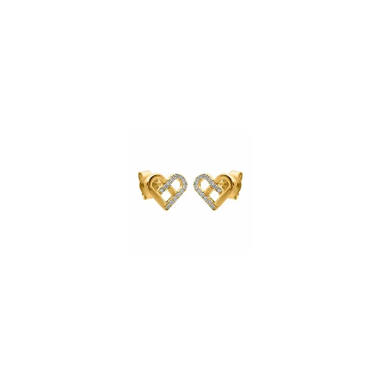 Herz Diamant Ohrstecker in 14 Karat Gold mit Diamant 