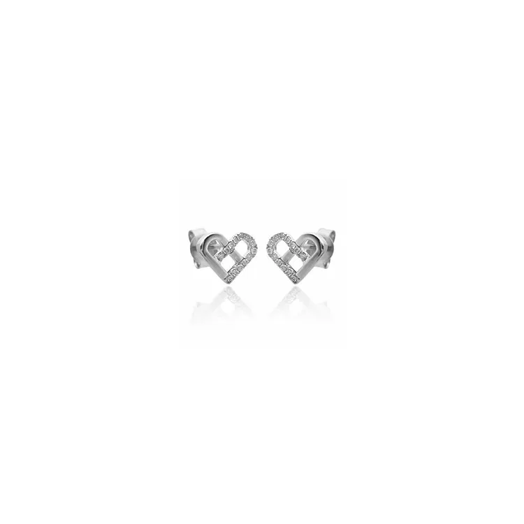 Herz Diamant Ohrstecker in 14 Karat Weißgold mit Diamant 