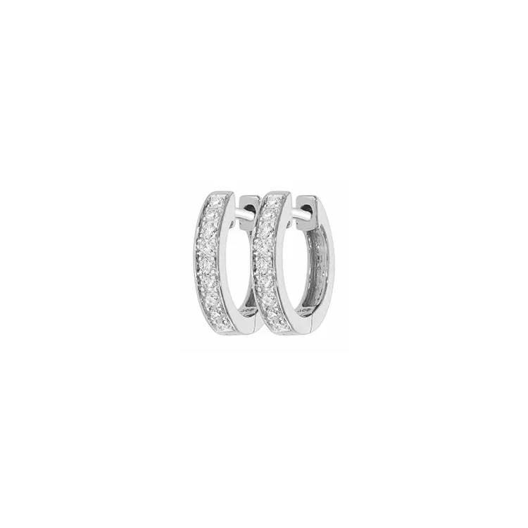 12 mm Diamant Kreole in 14 Karat Weißgold mit Diamant
