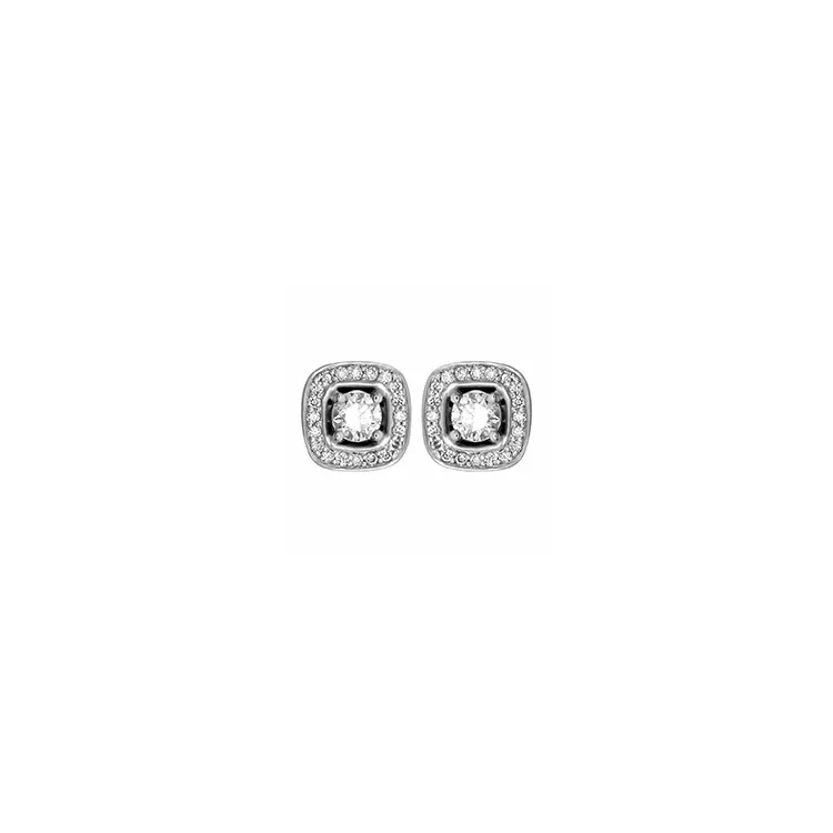 viereckigem Diamant Ohrstecker in 14 Karat Weißgold mit Diamant