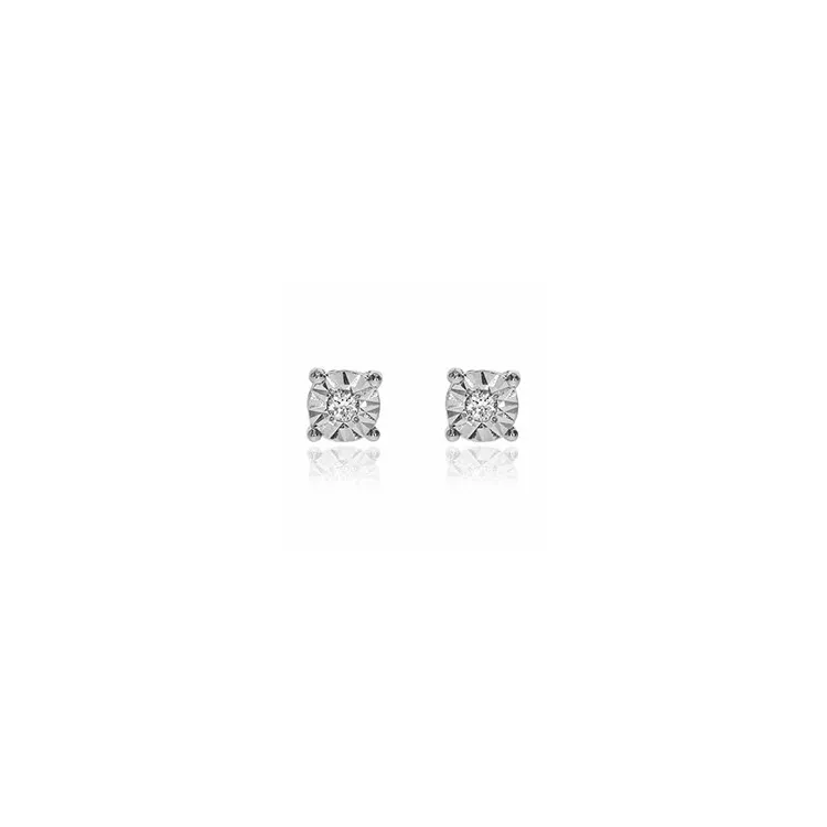 Kleinen diamant ohrstecker in 14 karat weißgold mit diamanten