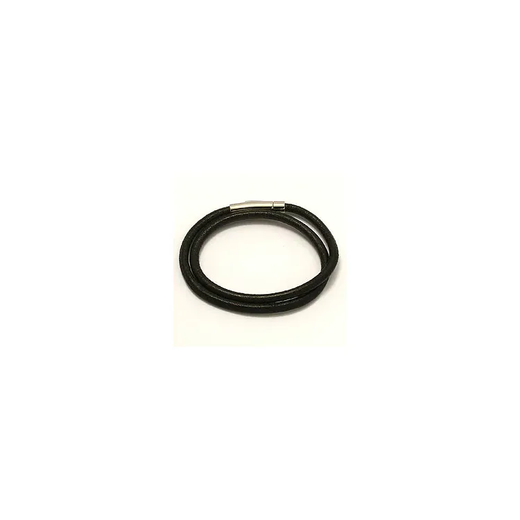 Leder CARI Armband aus schwarz Leder mit Stahl x 4,0 mm