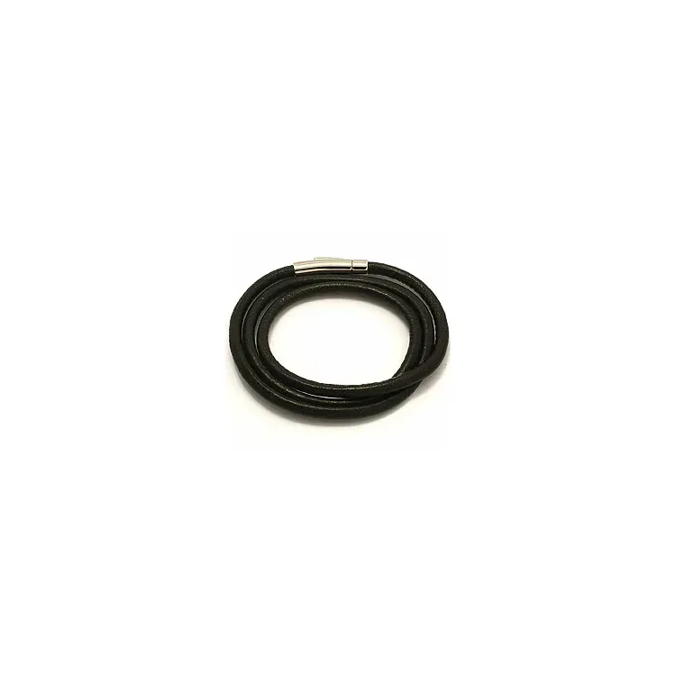 schwarz Leder CARI Armband aus schwarz Leder mit Stahl  x 4,0 mm