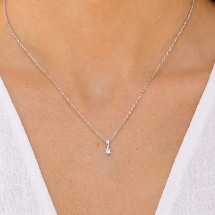 0,10 ct lab grown Diamant Solitäranhänger aus Silber